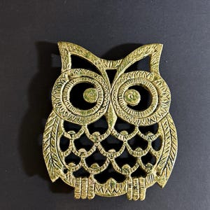 Vintage Brass Owl Trivet