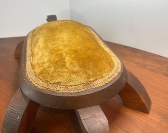 MCM 1970’s Turtle Footrest-handmade wood with velvet back