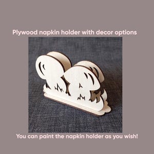 Servilletero de madera contrachapada con opciones de decoración, Kit de pintura de madera, Decoración de mesa de cocina, Kits de manualidades, Kit de pintura de bricolaje, Regalo para anfitriona, Pinte el suyo propio