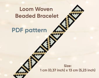 Patrón de pulsera, Patrón de telar de cuentas, Pulsera Delica, Pulsera tejida en telar, Pulsera geométrica, Descargable, PDF