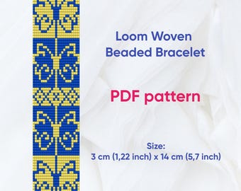 Patrón de pulsera, Patrón de telar de cuentas, Pulsera Delica, Pulsera tejida en telar, Descargable, PDF