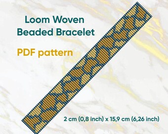 Patrón de pulsera, Patrón de telar de cuentas, Pulsera Delica, Pulsera tejida en telar, Descargable, PDF