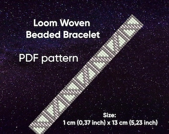 Patrón de pulsera, Patrón de telar de cuentas, Pulsera Delica, Pulsera tejida en telar, Pulsera geométrica, Descargable, PDF
