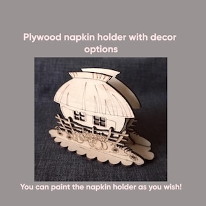 Servilletero de madera contrachapada con opciones de decoración, Kit de pintura de madera, Decoración de mesa de cocina, Kits de manualidades, Kit de pintura de bricolaje, Regalo para anfitriona, Pinte el suyo propio