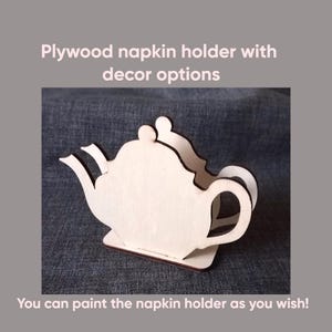 Servilletero de madera contrachapada con opciones de decoración, Kit de pintura de madera, Decoración de mesa de cocina, Kits de manualidades, Kit de pintura de bricolaje, Regalo para anfitriona, Pinte el suyo propio
