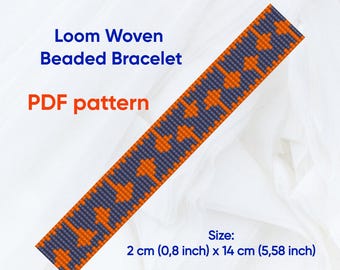 Patrón de pulsera, Patrón de telar de cuentas, Pulsera Delica, Pulsera tejida en telar, Pulsera abstracta, Descargable, PDF