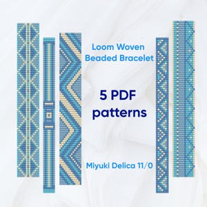 Bracelet pattern, Bead loom pattern, Delica bracelet, Loom woven bracelet, 5 Geometric bracelets, Downloadable, PDF