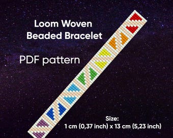 Patrón de pulsera, Patrón de telar de cuentas, Pulsera Delica, Pulsera tejida en telar, Pulsera geométrica, Descargable, PDF