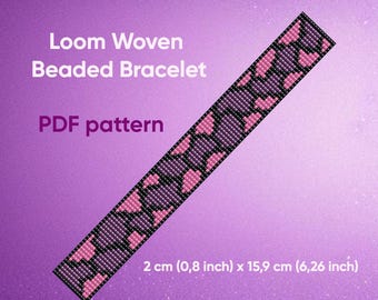 Patrón de pulsera, Patrón de telar de cuentas, Pulsera Delica, Pulsera tejida en telar, Descargable, PDF