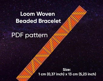Patrón de pulsera, Patrón de telar de cuentas, Pulsera Delica, Pulsera tejida en telar, Pulsera geométrica, Descargable, PDF