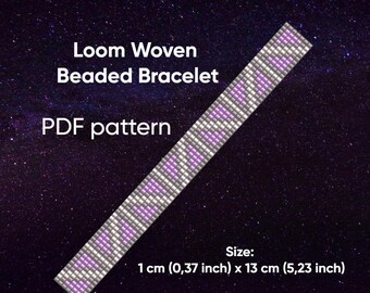 Patrón de pulsera, Patrón de telar de cuentas, Pulsera Delica, Pulsera tejida en telar, Pulsera geométrica, Descargable, PDF