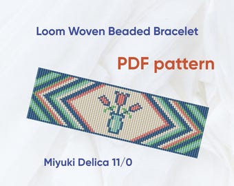 Bracelet pattern, Bead loom pattern, Delica bracelet, Loom woven bracelet, Downloadable, PDF
