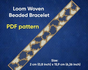 Patrón de pulsera, Patrón de telar de cuentas, Pulsera Delica, Pulsera tejida en telar, Descargable, PDF