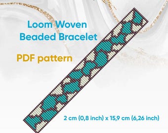 Patrón de pulsera, Patrón de telar de cuentas, Pulsera Delica, Pulsera tejida en telar, Descargable, PDF