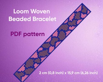 Patrón de pulsera, Patrón de telar de cuentas, Pulsera Delica, Pulsera tejida en telar, Descargable, PDF