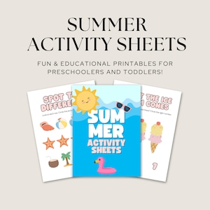 Hojas de actividades de verano: ¡Imprimibles divertidos y educativos para niños en edad preescolar y niños pequeños!