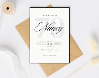 Invitación de cumpleaños de Old Money: instantánea, editable y elegante.