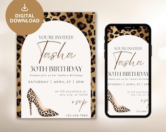 Cheetah Print Birthday Invitation – Wild Party, Bold Design (Digital Download)
