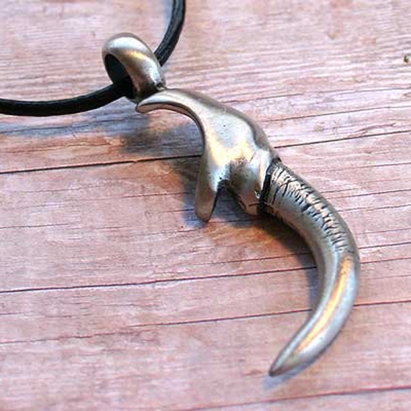 Leather Surfer Necklace Choker Pewter Tribal Talon Distressed Cord Totem Pendant