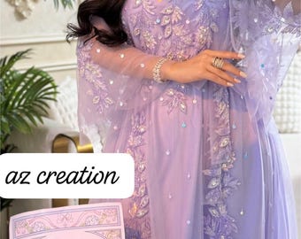 Handmade Gold Beaded Kaftan Abaya, Arabic Party Farasha