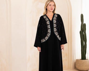 Black Abaya Dress, Evening Gown, Moroccan Kaftan , Modest Dress, Arabic Party Wear, Custom Made