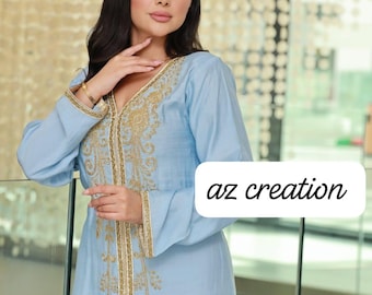 White Moroccan Kaftan - Luxury Gold Embroidered Bridal Caftan