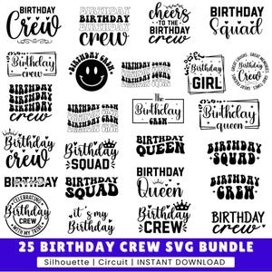 Pacote de Svg de Equipe de Aniversário, Svg de Aniversariante, Svg de Rainha de Aniversário, Svg de Equipe de Aniversário, Camiseta de Equipe de Aniversário, Svg de Frases de Aniversário, Para Imprimir