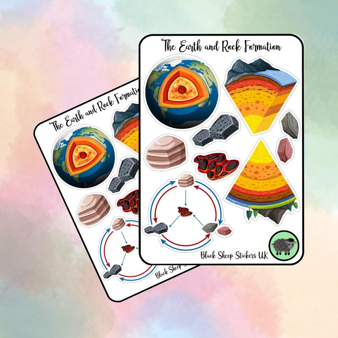 Igneous Rocks Sticker Earth & Rock Formation Stickers, Geology, Earth Layers - Etsy UK