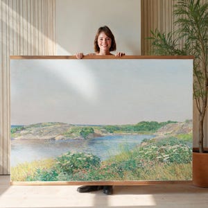 Riverbank Serenity、特大ウォールアート、ヴィンテージタペストリー、ナチュラルウォールアート、壁掛けキャンバス、特大ウォーターフロント風景装飾、035