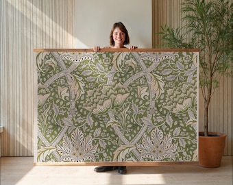 William Morris Floral Tapestry: Oversized Botanical Canvas Wall Hanging