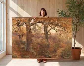 Autumn Forest Giant Wall Art Oversized Canvas Wall Hanging Vintage Landscape Tapestry