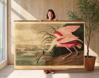 Audubon Bird Giant Wall Art Oversized Canvas Wall Hanging Spoonbill Tapestry