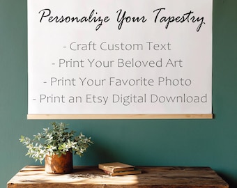 Tapeçaria personalizada para parede com frases personalizadas, tela fotográfica personalizada para pendurar, arte de parede personalizada de grandes dimensões, arte de parede extragrande personalizável.
