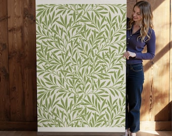 Padrão de Folhas Morris, Arte de Parede Extra Grande, Arte de Parede Grande, William Morris, Tapeçaria de Parede, Arte de Parede em Tela Botânica, 151