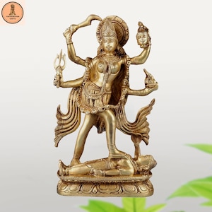 Brass Ashtadhatu Goddess Kali Maa Statue Murti Religious Figurines for Temple & Home Decor