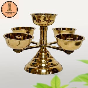 Messing Panch Batti Diya für Pooja Diwali Dekorationsartikel für Zuhause und Büro Pooja Festival Geschenke Messing Diya Öllampe Jyoti