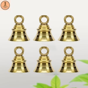 Brass Wall Hanging Bell with Hanging J Hook for Home Mandir Temple Decorative I Puja Room Size- 2.5 Inch Height