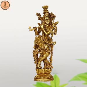 Brass Lord Statue Murli Manohar Krishna  Brass Murti Gift & Home Decor Big Size- Height 14 Inches