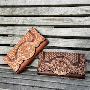 Imperial Bloom Wallet - Genuine Leather Wallet, Floral Leather Wallet, Zippered Wallet, Card Slots Wallet, Pocket Wallet, Vintage Inspired