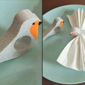 Bird Napkin Rings | 3D Printed Robin Table Decor | Spring Table Setting | Nature Inspired Napkin Holders | Reusable Table Decor UK image 1