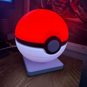 PokeBall - Red & White Ball LED Night Light - Gaming Inspired Desk Lamp, USB Mood Light, Bedside Lamp, Unique Gift for Gamers, Ambient Room image 3