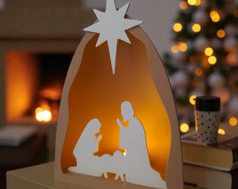 3D Printed Nativity Scene Tealight Holder – Modern Christmas Décor
