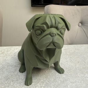 Pug Sculpture – Customizable Colors, Cute Dog Decor Gif, 3D Printed Bild 1