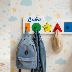 Personalised Kids Coat Hook | Name Peg Rack | Nursery Wall Hooks | Children’s Bedroom Storage | Playroom Decor | Custom Kids Gift UK image 3