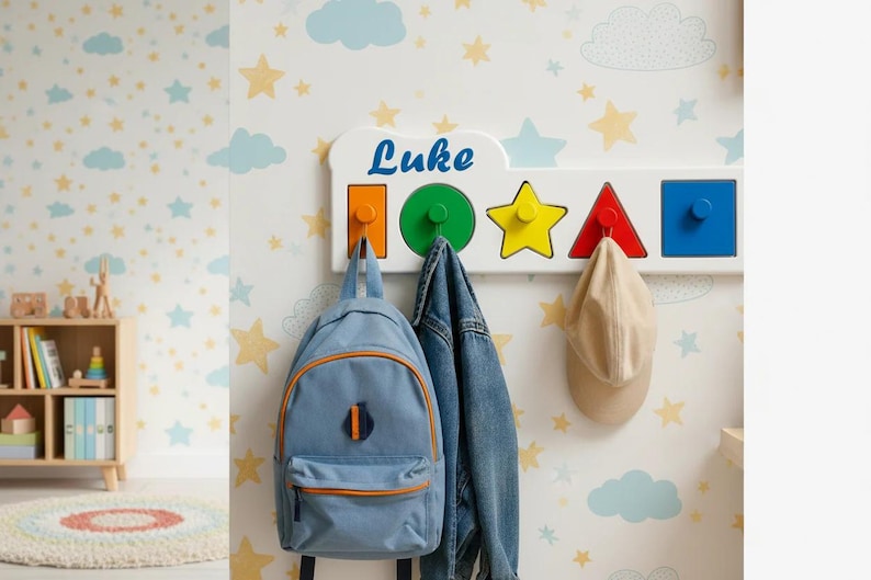 Personalised Kids Coat Hook | Name Peg Rack | Nursery Wall Hooks | Children’s Bedroom Storage | Playroom Decor | Custom Kids Gift UK image 3
