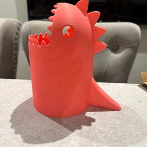 3D Printed Dinosaur Desk Bin | Fun Dino Rubbish Bin | Cute Office & Kids Room Decor | Unique Gift | Custom Colours | T-Rex Waste Basket image 3