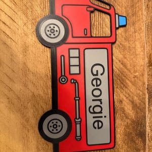 Personalised Fire Truck Door Sign – Custom Kids Bedroom Decor image 3