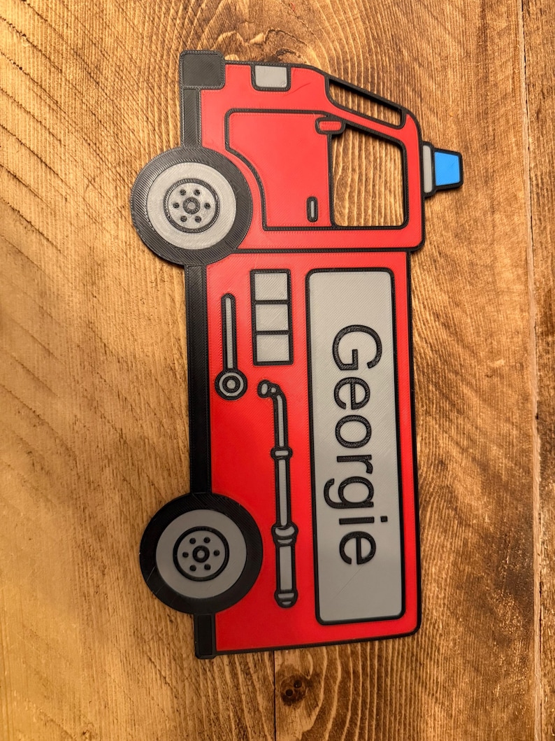 Personalised Fire Truck Door Sign – Custom Kids Bedroom Decor image 3