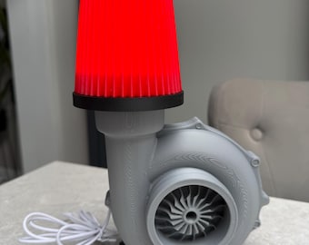 Car Turbo Lamp With Air Filter Light | Industrial Automotive Desk Lamp | Man Cave Garage Decor | Turbocharger Style Gift UK