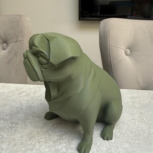 Pug Sculpture – Customizable Colors, Cute Dog Decor Gif, 3D Printed Bild 3